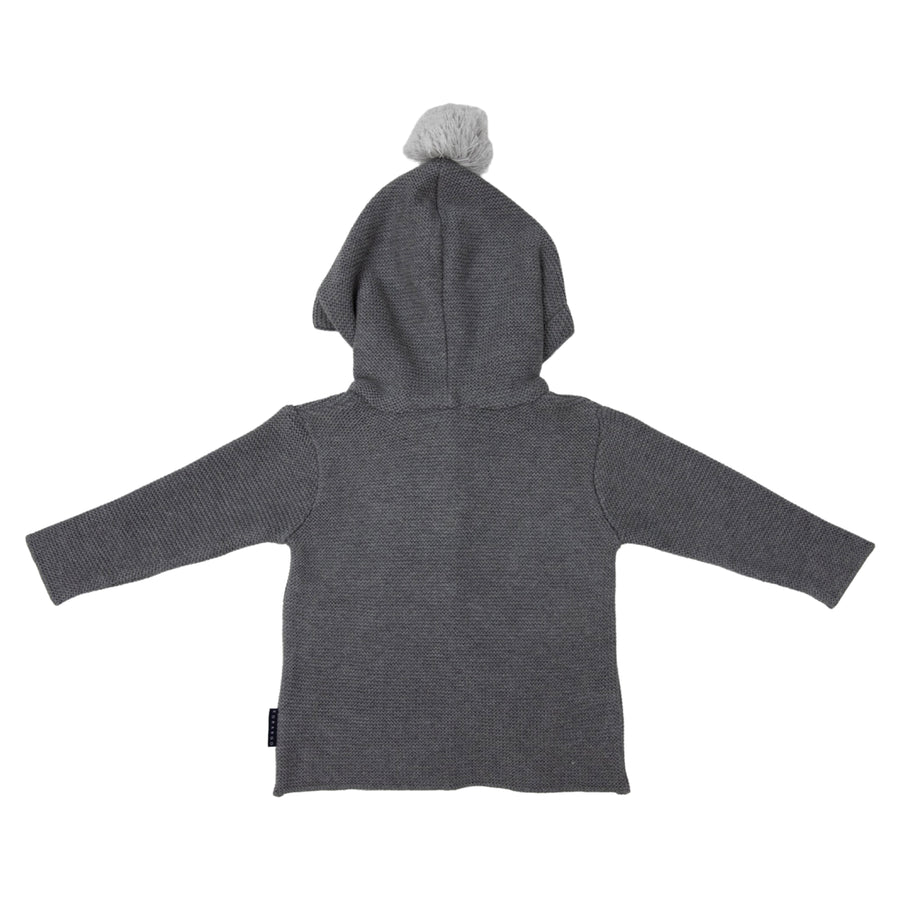 Hood Lined Knit Jacket with Pocket Charcoal