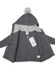 Hood Lined Knit Jacket with Pocket Charcoal