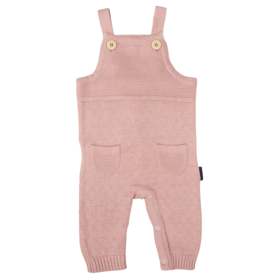 Textured Knit Overalls Dusty Pink