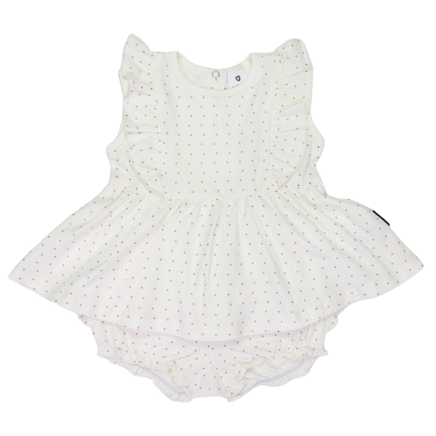 Gold Spot Frill Cotton Blouse & Short White