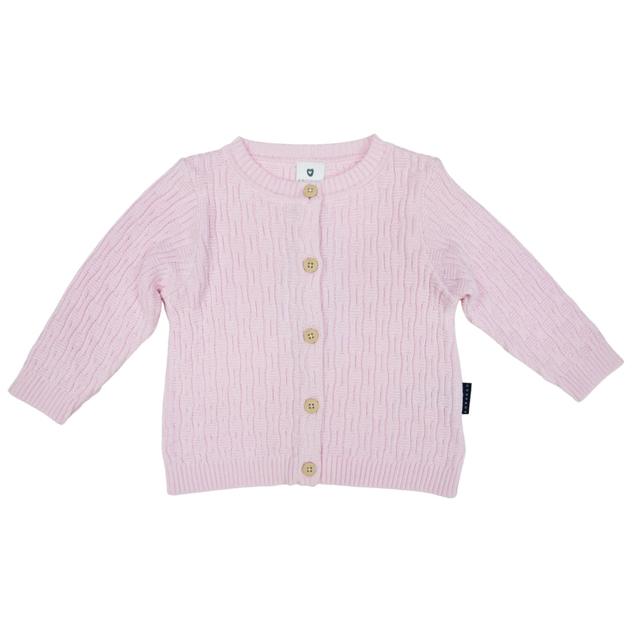 Cable Style Knit Cardigan Light Pink