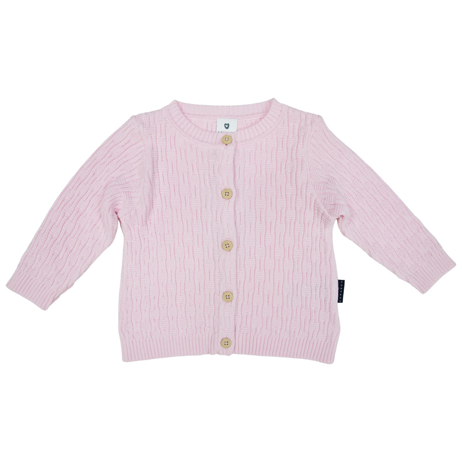 Cable Style Knit Cardigan Light Pink