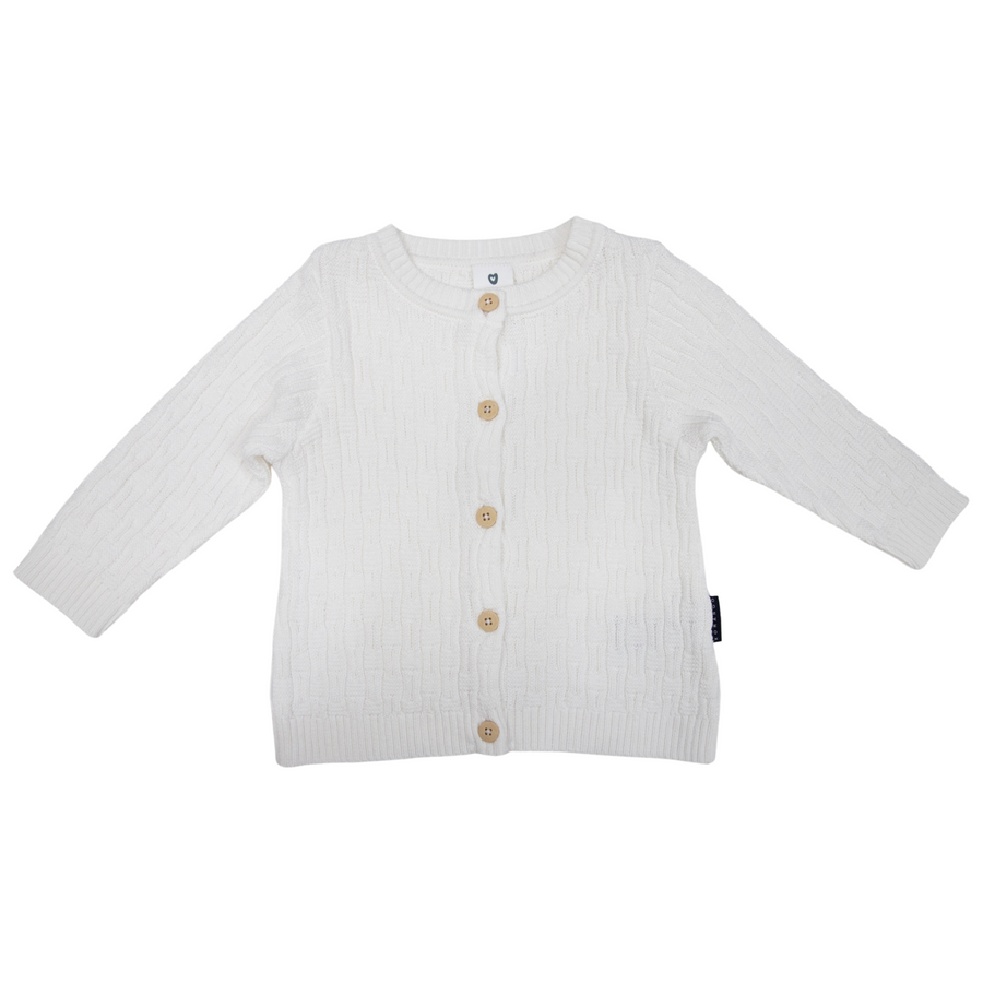 Cable Style Knit Cardigan White