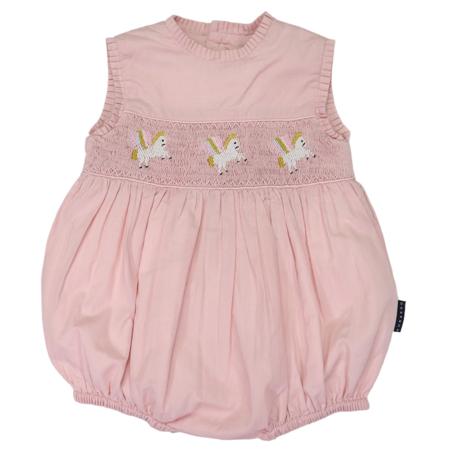 Unicorn Smocked Sunsuit Dusty Pink