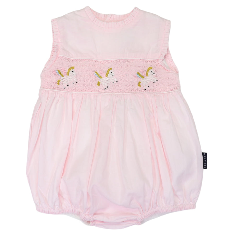 Unicorn Smocked Sunsuit Light Pink