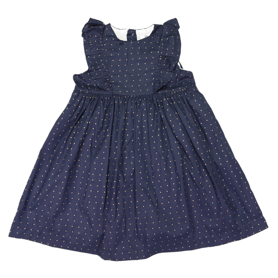 Gold Spot Frill Dress Navy