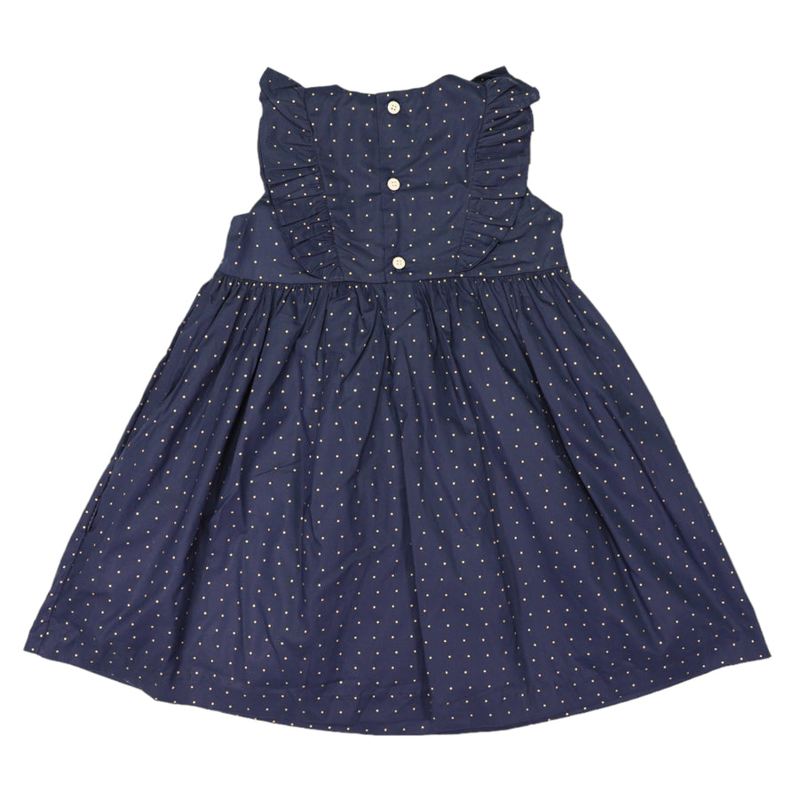 Gold Spot Frill Dress Navy