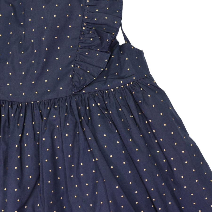 Gold Spot Frill Dress Navy