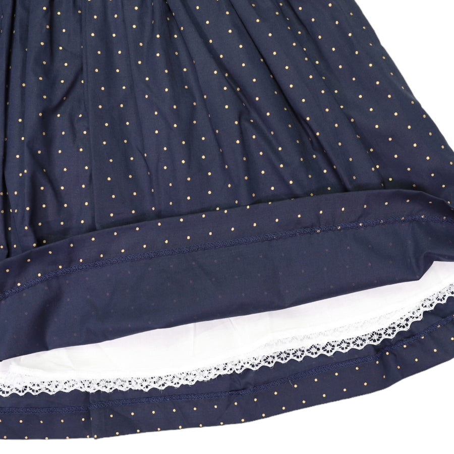 Gold Spot Frill Dress Navy