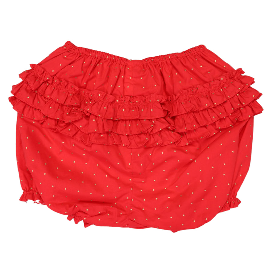 Gold Spot Frill Shorts Red