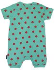 Strawberry Print Short Sleeve Romper Green