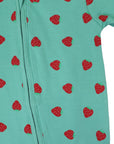 Strawberry Print Short Sleeve Romper Green