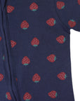 Strawberry Print Short Sleeve Romper Navy