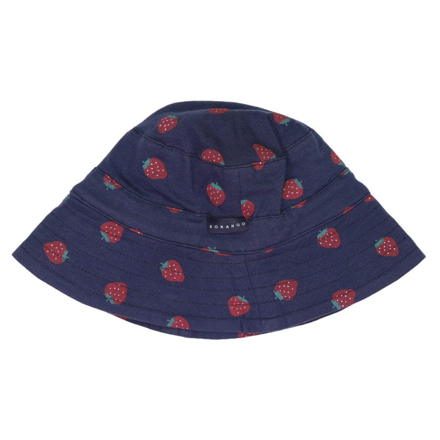 Strawberry Print Sun Hat Navy