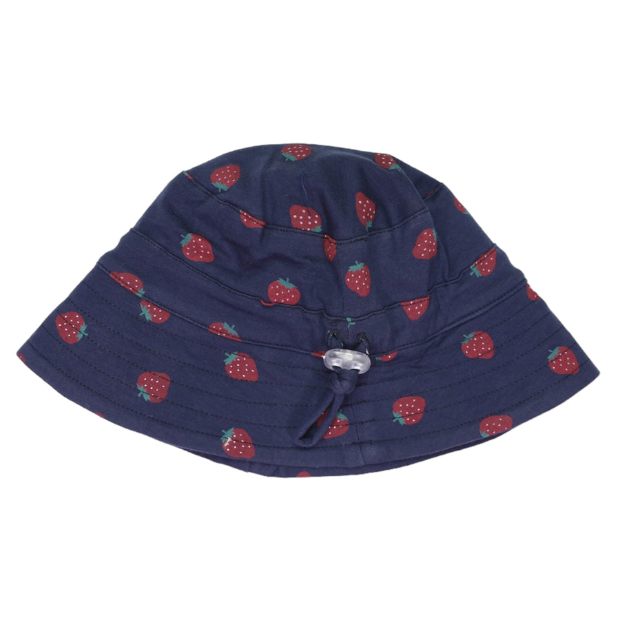 Strawberry Print Sun Hat Navy