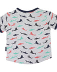 Shark Print Henley Tee Grey Marle