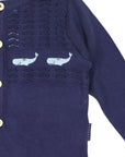 Whale Embroidered Cardigan Navy
