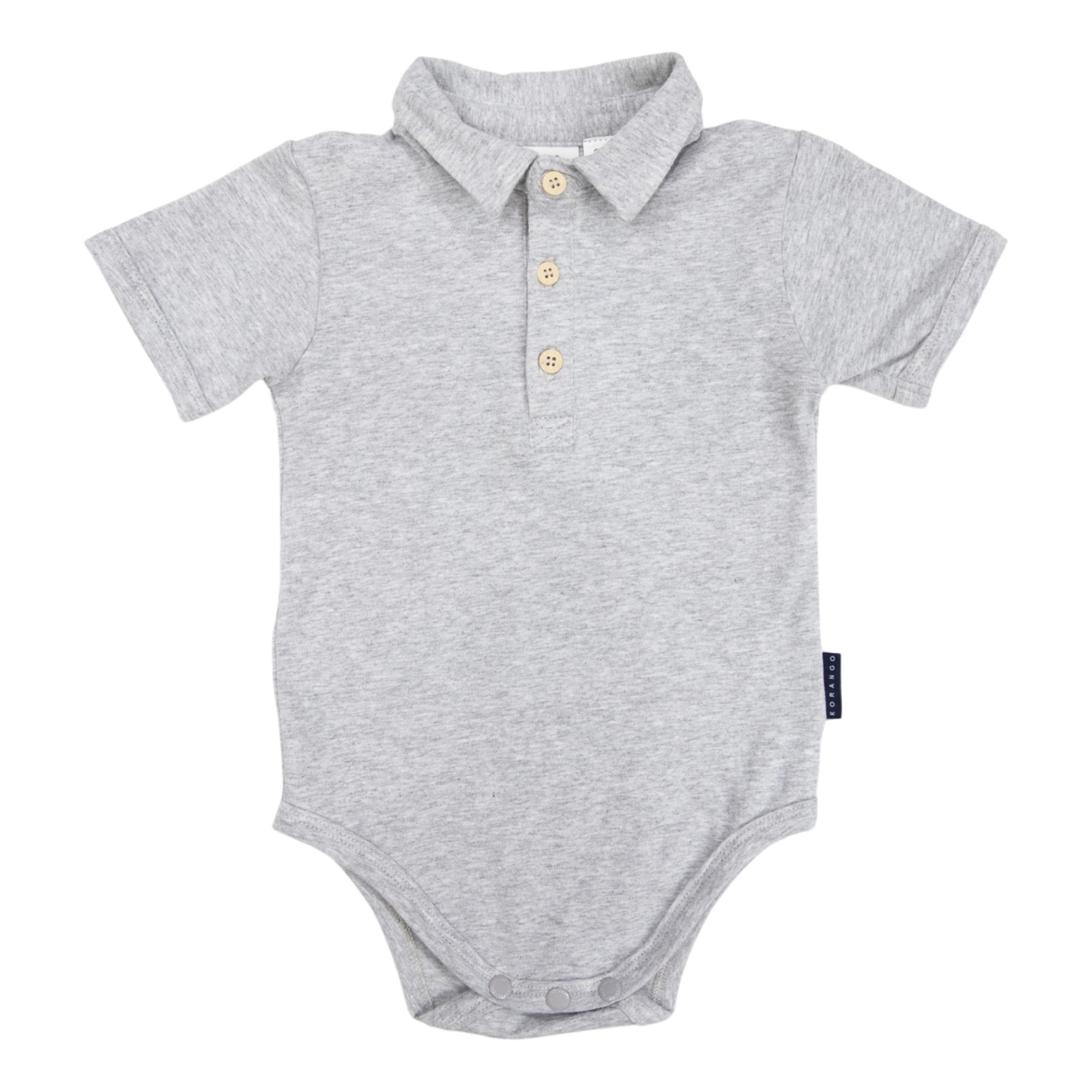 Button Down Collared Bodysuit Grey Marle