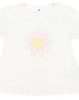 Top with Flower Applique Shrinking Violet/White