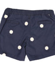 Flower Embroidered Short Navy