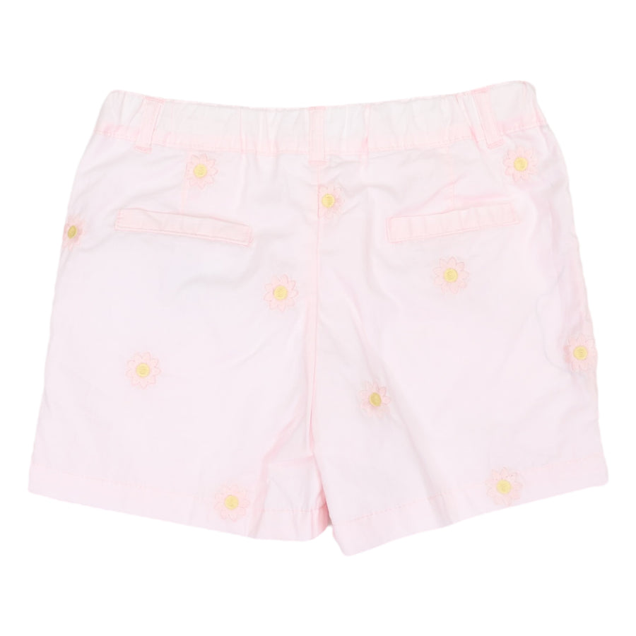 Flower Embroidered Short Light Pink