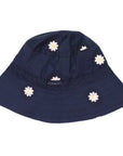 Flower Embroidered Sun Hat Navy