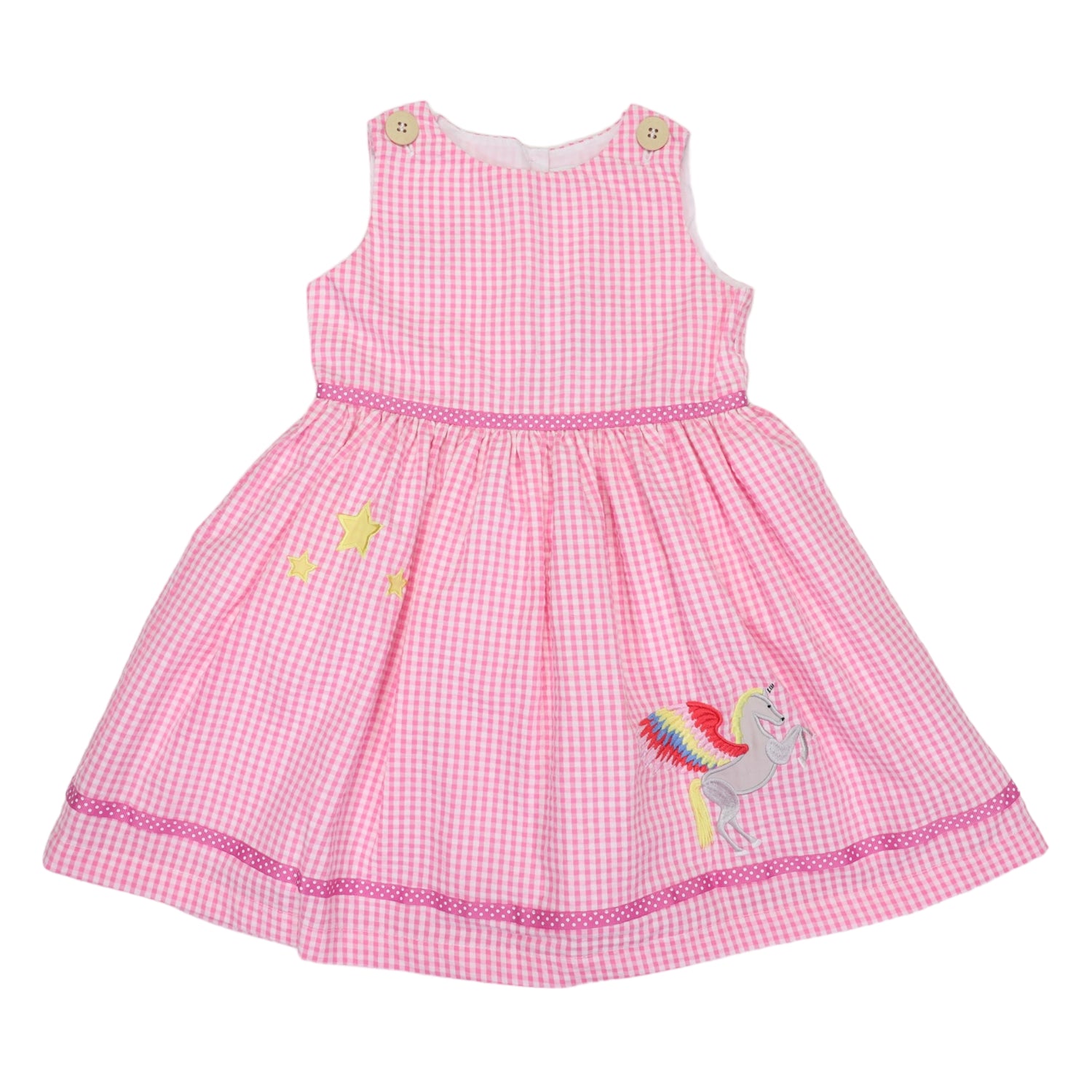 Unicorn Seersucker Dress Pink