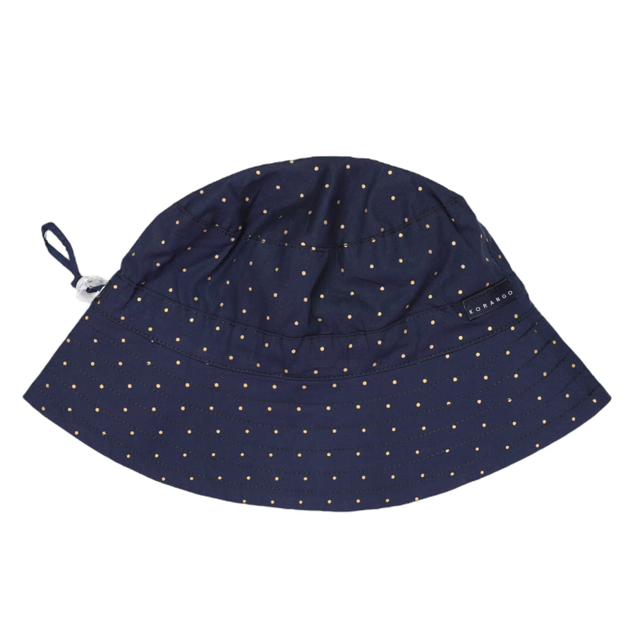 Gold Spot Cotton Poplin Sun Hat Navy