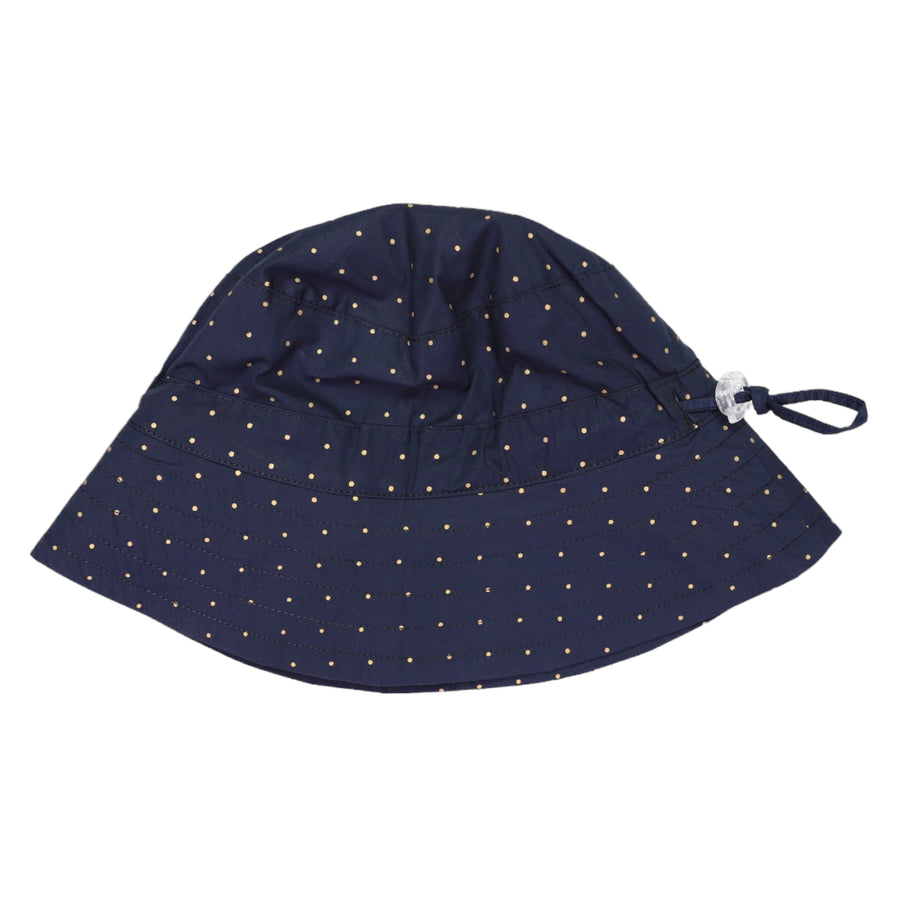 Gold Spot Cotton Poplin Sun Hat Navy