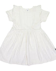 Gold Spot Sleeved Cotton Frill Dress White