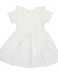 Gold Spot Sleeved Cotton Frill Dress White