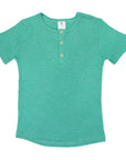 Short Sleeve Cotton Modal Henley Tee Green