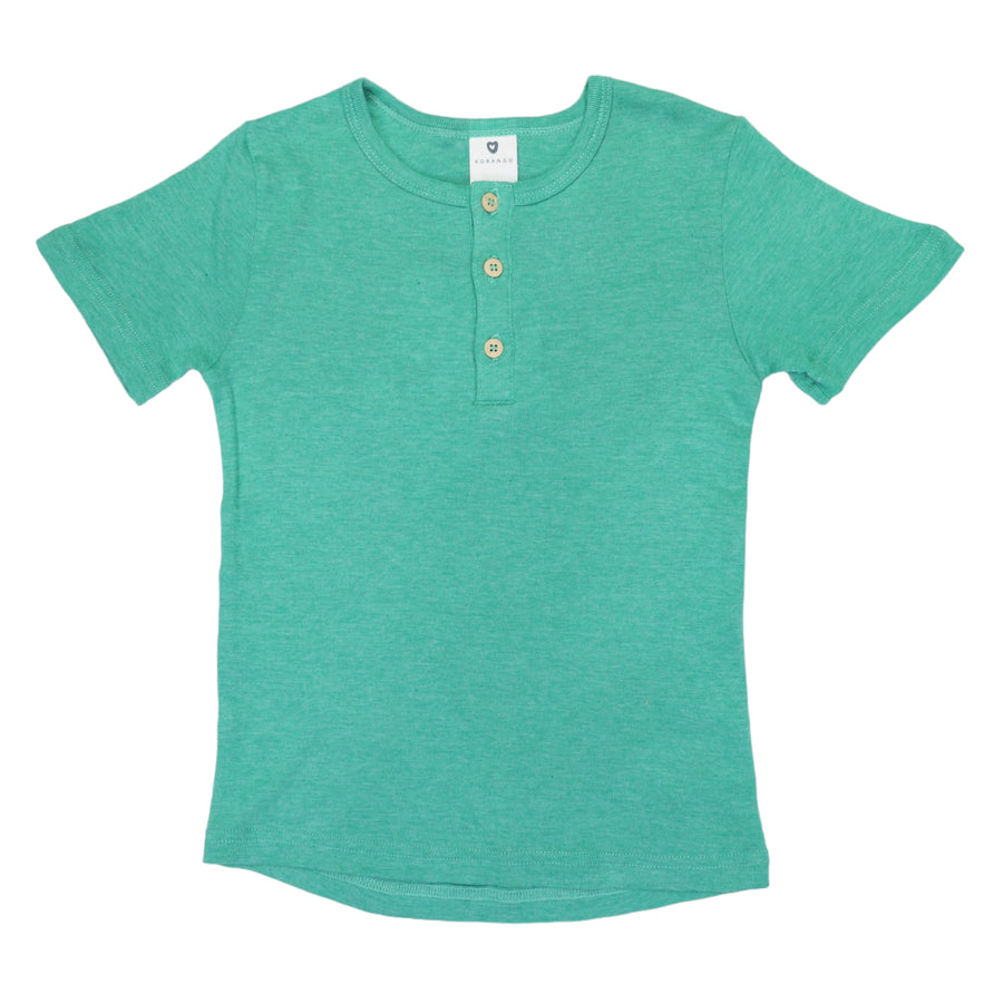 Short Sleeve Cotton Modal Henley Tee Green