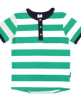 Striped Henley Tee Green Stripe