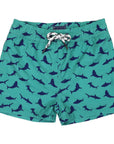 Shark Print Quick Dry Recycled 4 Way Stretch Boardies Green