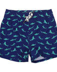 Shark Print Quick Dry Recycled 4 Way Stretch Boardies Navy