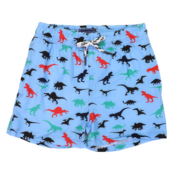 Dinosaur Print Quick Dry Recycled 4 Way Stretch Boardies Airy Blue