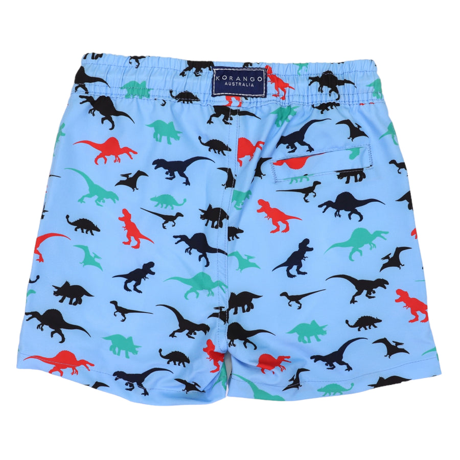 Dinosaur Print Quick Dry Recycled 4 Way Stretch Boardies Airy Blue