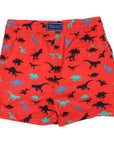 Dinosaur Print Quick Dry Recycled 4 Way Stretch Boardies Red