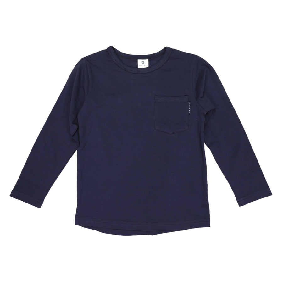 Cotton Pocket Long Sleeve Tee Navy