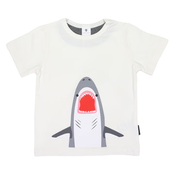 Shark Print Tee White