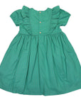 Cotton Poplin Gold Spot Frill Dress Green