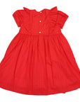 Cotton Poplin Gold Spot Frill Dress Red