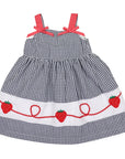 Strawberry Seersucker Dress Navy