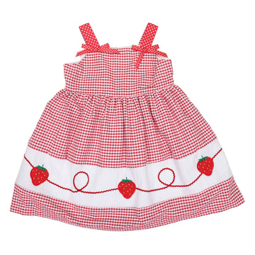 Strawberry Seersucker Dress Red