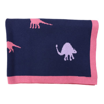 Dinosaur Knit Blanket Navy