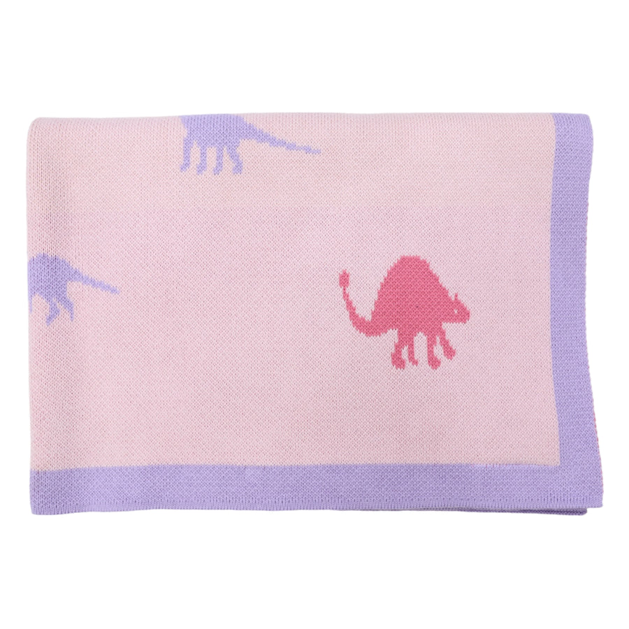 Dinosaur Knit Blanket Pink