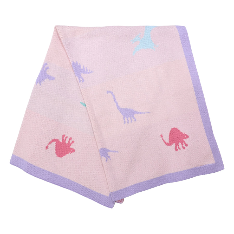 Dinosaur Knit Blanket Pink