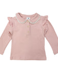 Collared Frill Top Dusty Pink