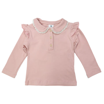 Collared Frill Top Dusty Pink
